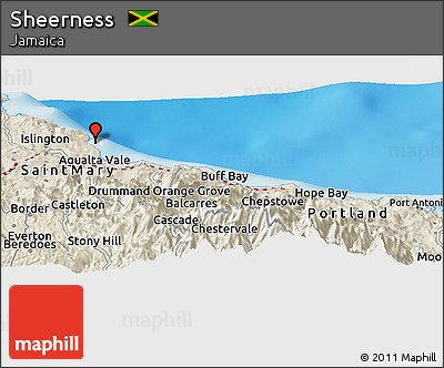 Shaded Relief Panoramic Map of Sheerness