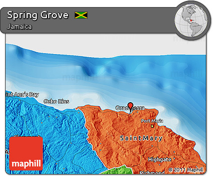 Political 3D Map of Spring Grove