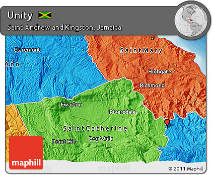 Political 3D Map of Unity