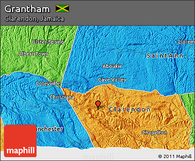 Political 3D Map of Grantham
