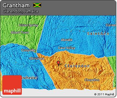 Political 3D Map of Grantham