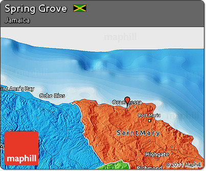 Political 3D Map of Spring Grove