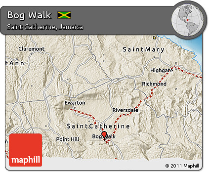 Shaded Relief 3D Map of Bog Walk