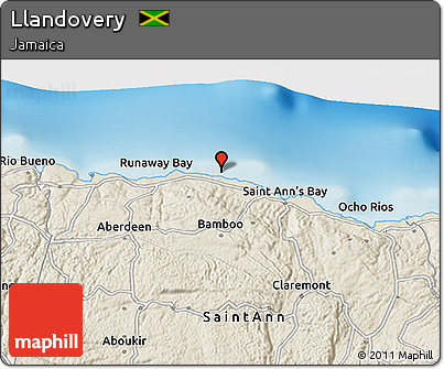 Shaded Relief 3D Map of Llandovery