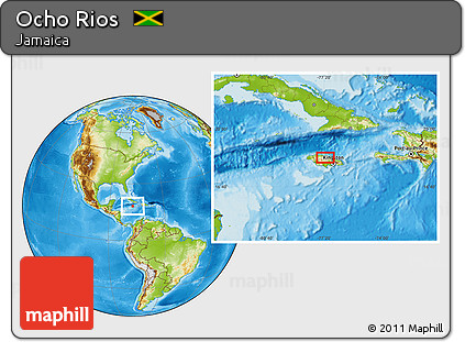 Physical Location Map of Ocho Rios