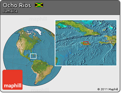 Satellite Location Map of Ocho Rios