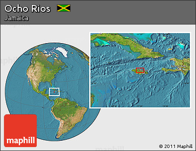 Satellite Location Map of Ocho Rios