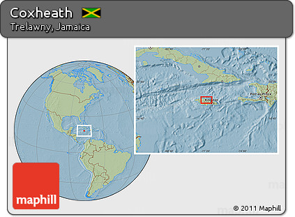 Savanna Style Location Map of Coxheath, hill shading