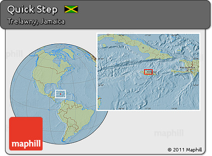 Savanna Style Location Map of Quick Step, hill shading