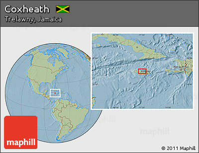 Savanna Style Location Map of Coxheath, hill shading