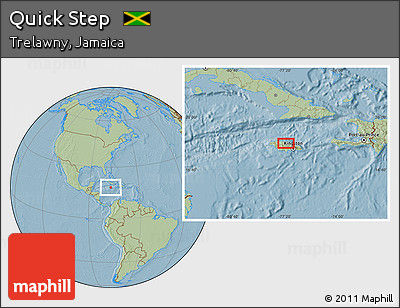 Savanna Style Location Map of Quick Step, hill shading