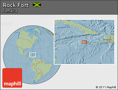 Savanna Style Location Map of Rock Fort, hill shading