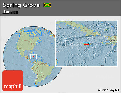 Savanna Style Location Map of Spring Grove, hill shading