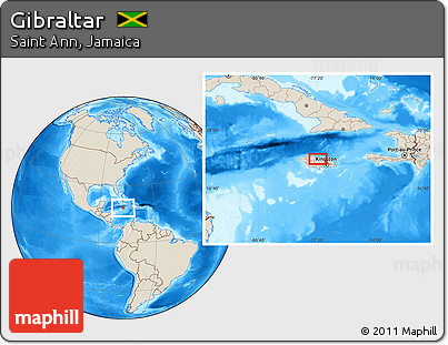 Shaded Relief Location Map of Gibraltar