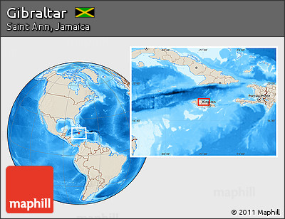 Shaded Relief Location Map of Gibraltar