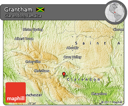 Physical Map of Grantham