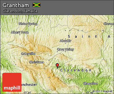 Physical Map of Grantham