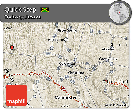 Shaded Relief Map of Quick Step