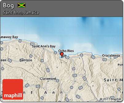 Shaded Relief Map of Bog