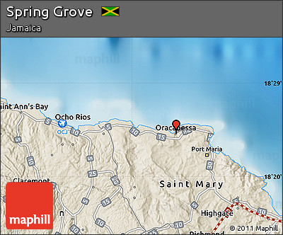 Shaded Relief Map of Spring Grove