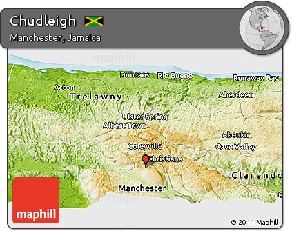 Physical Panoramic Map of Chudleigh