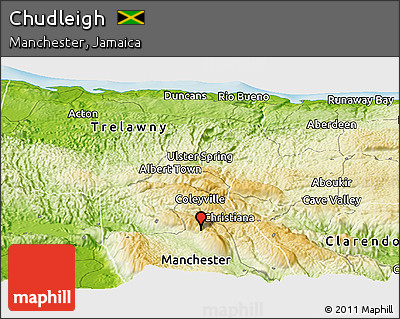Physical Panoramic Map of Chudleigh