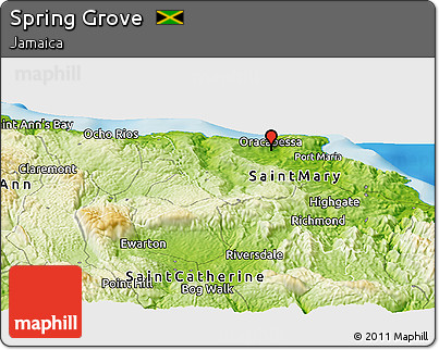 Physical Panoramic Map of Spring Grove