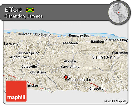 Shaded Relief Panoramic Map of Effort