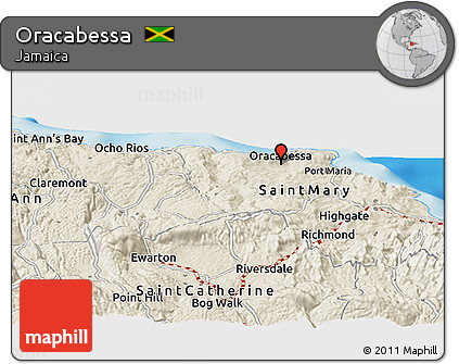 Shaded Relief Panoramic Map of Oracabessa