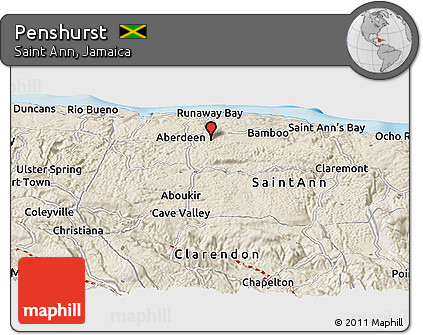 Shaded Relief Panoramic Map of Penshurst