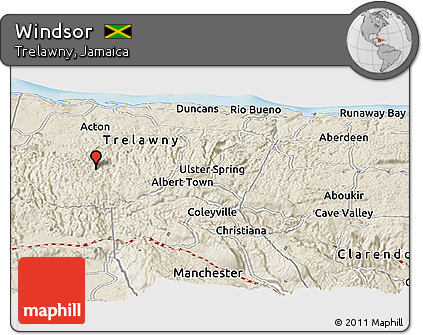 Shaded Relief Panoramic Map of Windsor