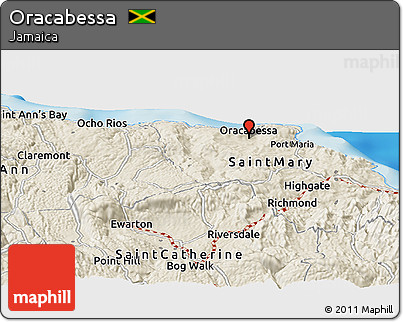 Shaded Relief Panoramic Map of Oracabessa
