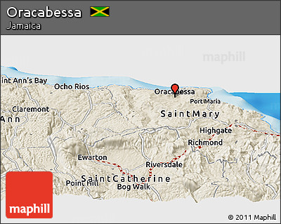Shaded Relief Panoramic Map of Oracabessa