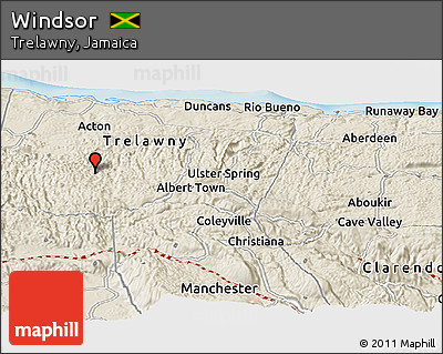 Shaded Relief Panoramic Map of Windsor