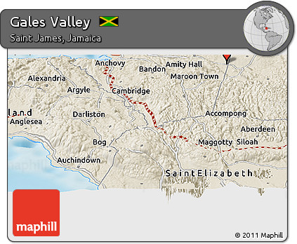 Shaded Relief Panoramic Map of Gales Valley