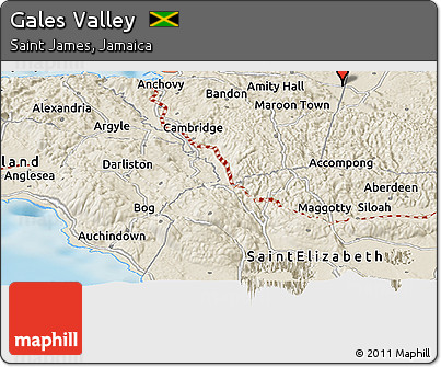 Shaded Relief Panoramic Map of Gales Valley