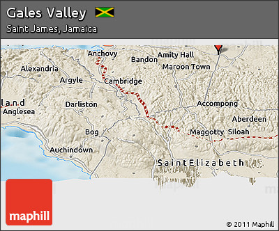 Shaded Relief Panoramic Map of Gales Valley