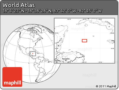 Blank Location Map of the Area around 18° 21' 26" N, 83° 13' 29" W