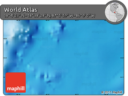 Shaded Relief Map of the Area around 18° 21' 26" N, 86° 37' 30" W