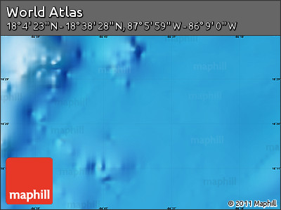 Shaded Relief Map of the Area around 18° 21' 26" N, 86° 37' 30" W