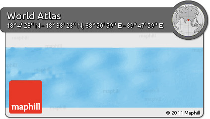 Physical Panoramic Map of the Area around 18° 21' 26" N, 89° 19' 29" E
