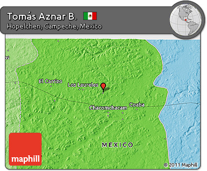 Political 3D Map of Tomás Aznar B.