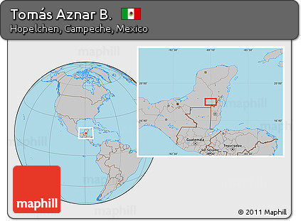 Gray Location Map of Tomás Aznar B.