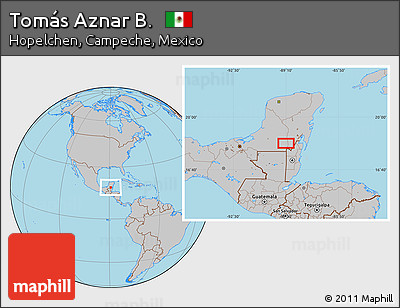 Gray Location Map of Tomás Aznar B.