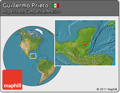 Satellite Location Map of Guillermo Prieto
