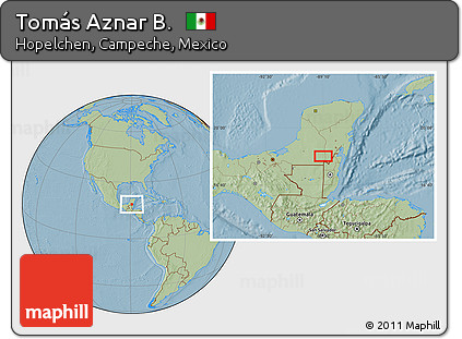 Savanna Style Location Map of Tomás Aznar B., hill shading