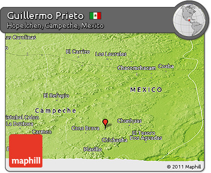 Physical Panoramic Map of Guillermo Prieto