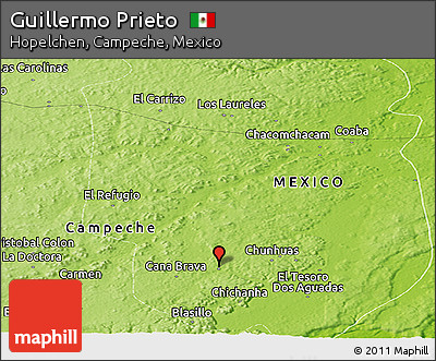 Physical Panoramic Map of Guillermo Prieto