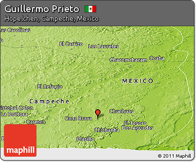 Physical Panoramic Map of Guillermo Prieto