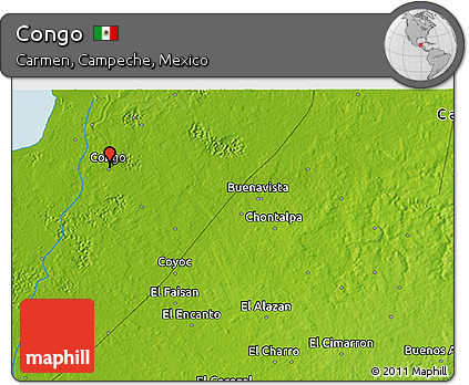 Physical 3D Map of Congo